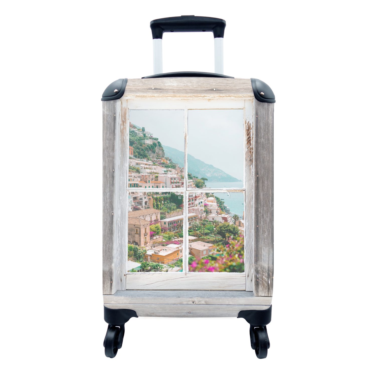 MuchoWow Handgepäckkoffer Durchschauen - Italien - Blumen, 4 Rollen, Reisetasche mit rollen, Handgepäck für Ferien, Trolley, Reisekoffer