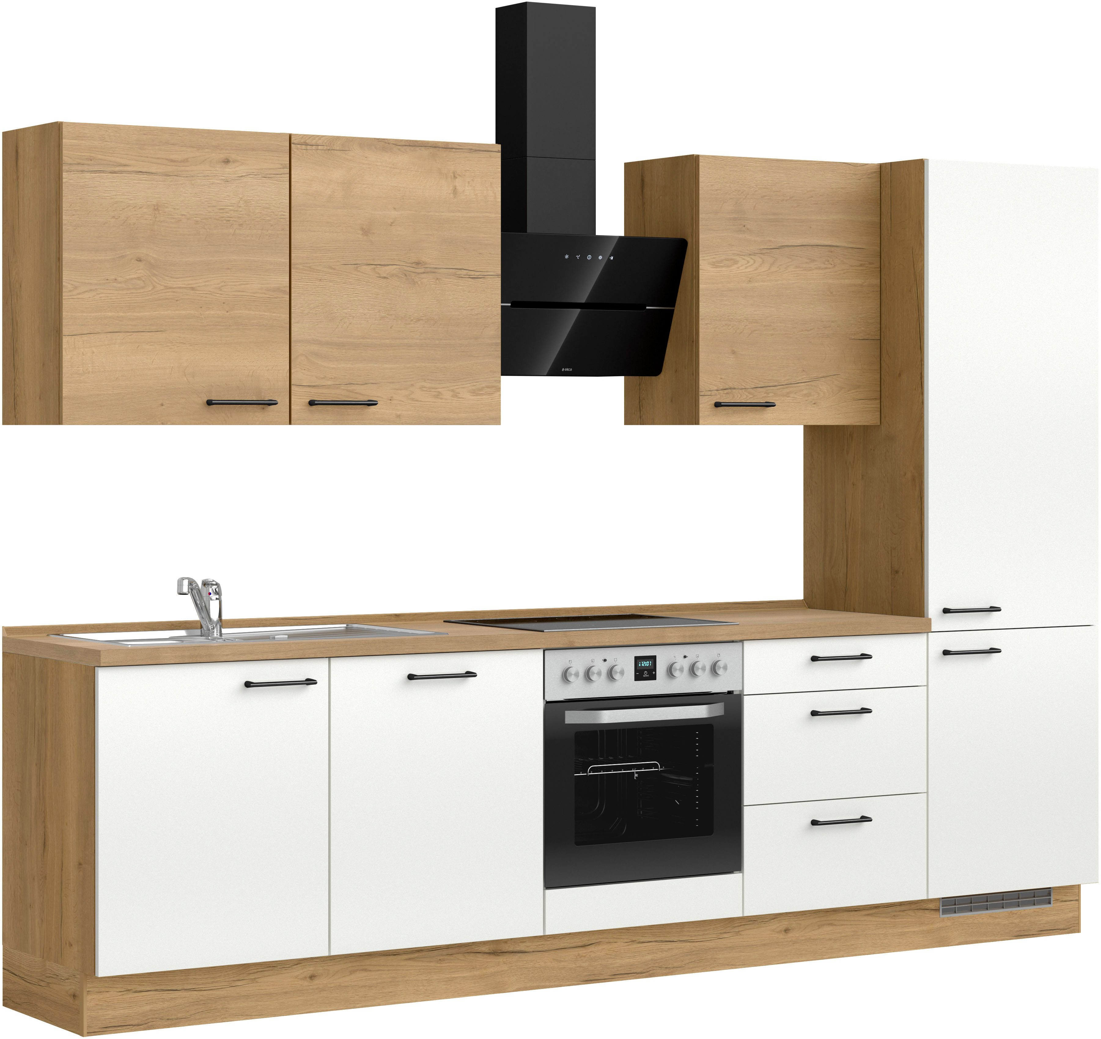 nobilia® Küchenzeile "MIAMI", NEU: individuell anpassbar mit gratis Profi-Beratung, vormontiert, Breite 300 cm, Ausrichtung wählbar, wahlw. mit E-Geräten