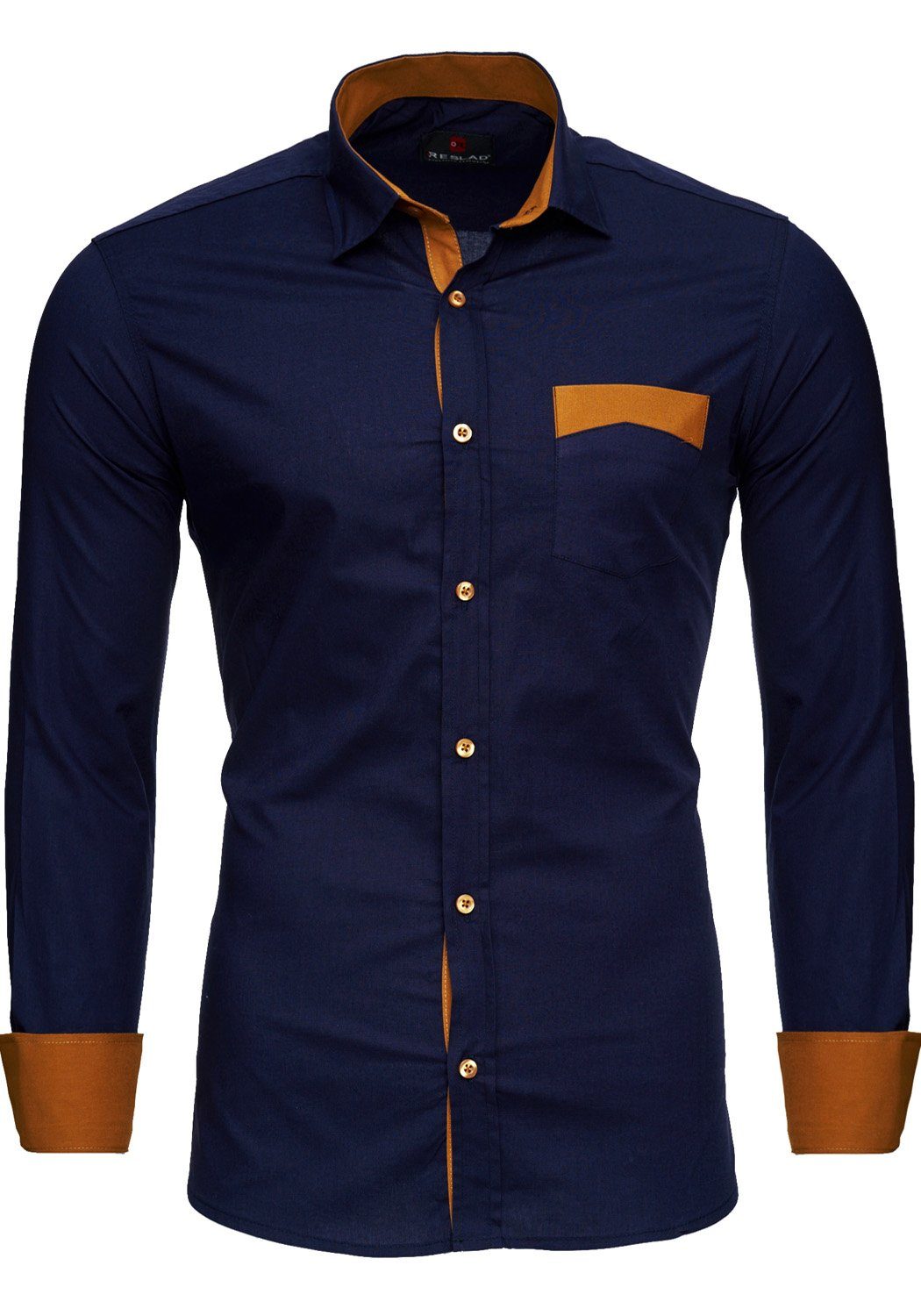Langarmhemd Reslad Herren Hemd Exklusiv Two Tone Look Langarmhemd RS-7205