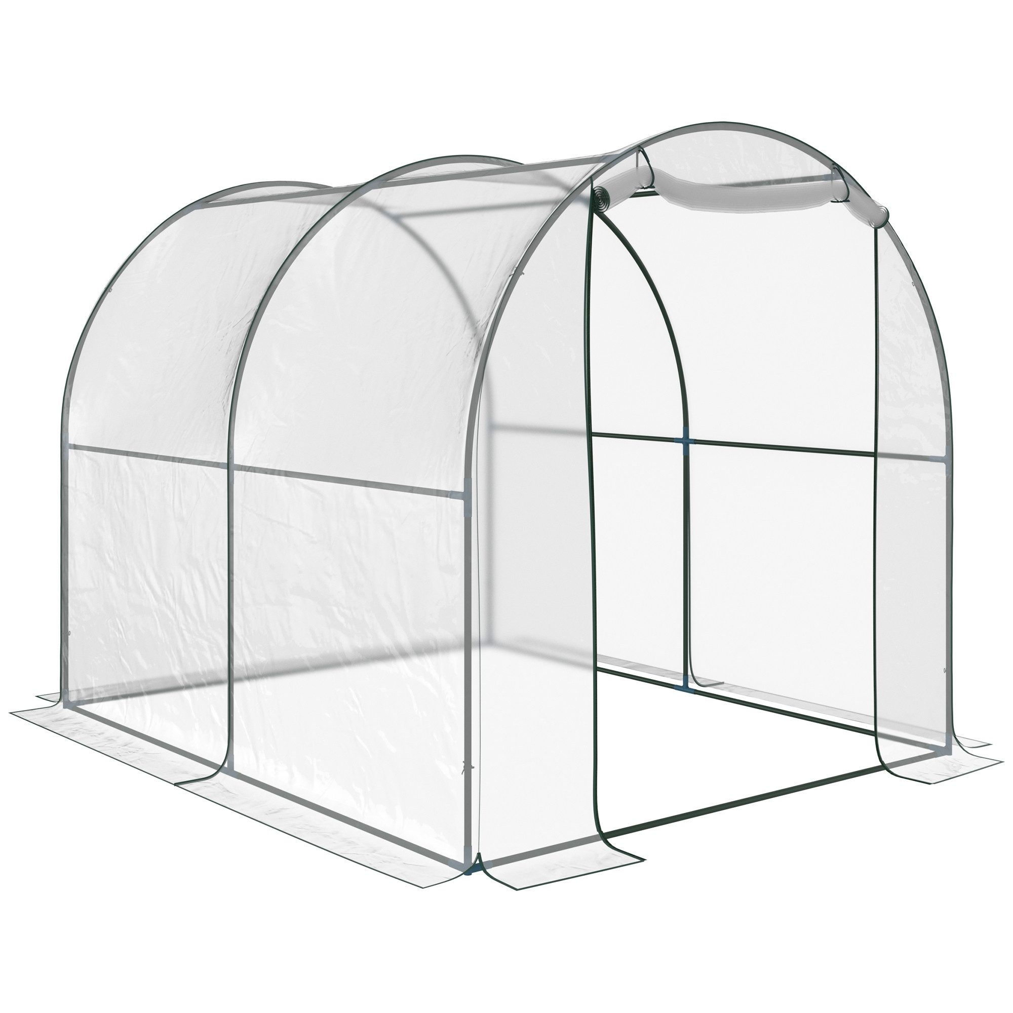 MC Star Gewächshaus Gartentunnel-Gewächshaus, Balkon-Gewächshaus für Pflanzen und Gemüse, mit PVC-Abdeckung, Rolltor und Stahlrahmen, 2 x 2,5 x 2 m