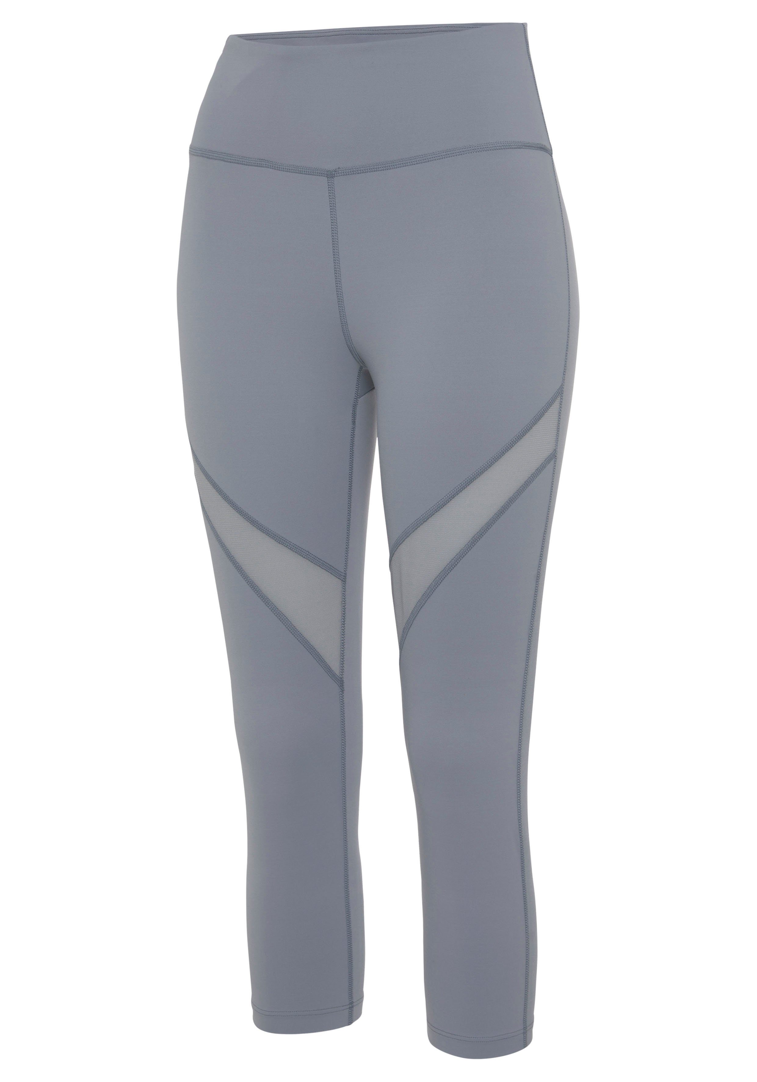 Caprileggings -Sport LASCANA Loungewear grau mit kleiner ACTIVE Raffung, Capri blau