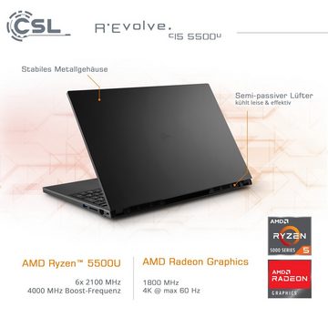 CSL R'Evolve C15 5500U / 64GB / 500GB / Windows 11 Home Notebook (39,6 cm/15,6 Zoll, 500 GB SSD)