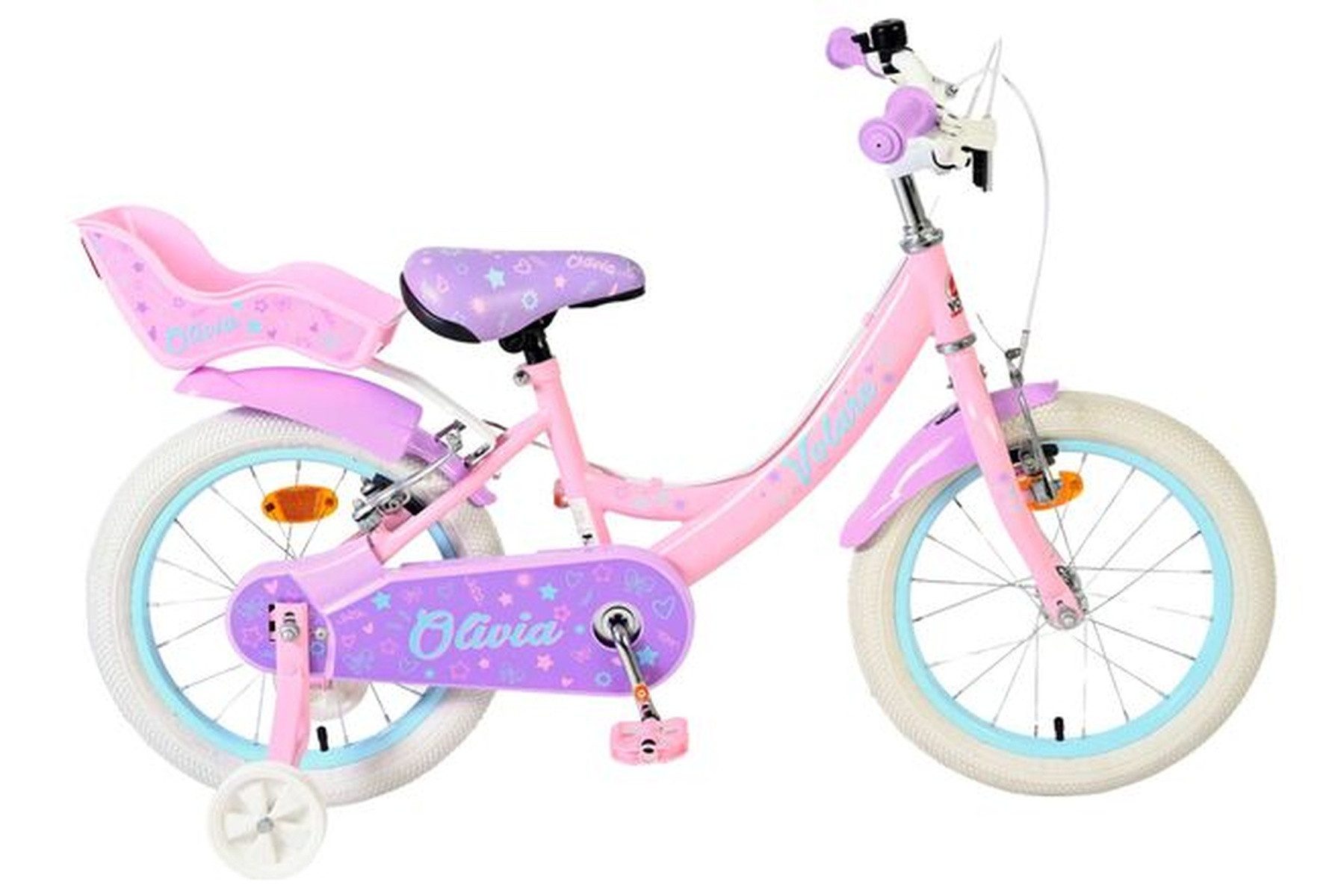 Kinderfahrrad Olivia Mädchen 16 Zoll Rosa – zwei Handbremsen, sicherer Kettenkasten