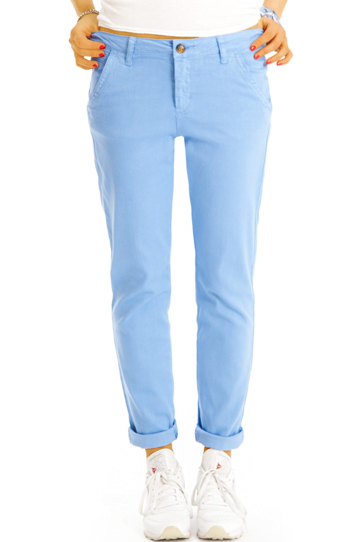 Chinos Medium waist Chinohose bunte Stoffhosen bequem - Damen - j37L-1