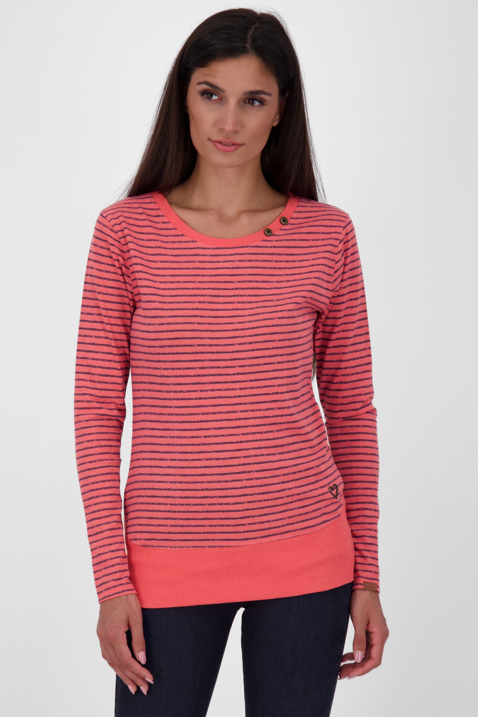 Kaufen Sie beliebte Artikel mit Rabatt! Alife & Kickin Langarmshirt ConnyAK coral Z Longsleeve Damen melange Langarmshirt