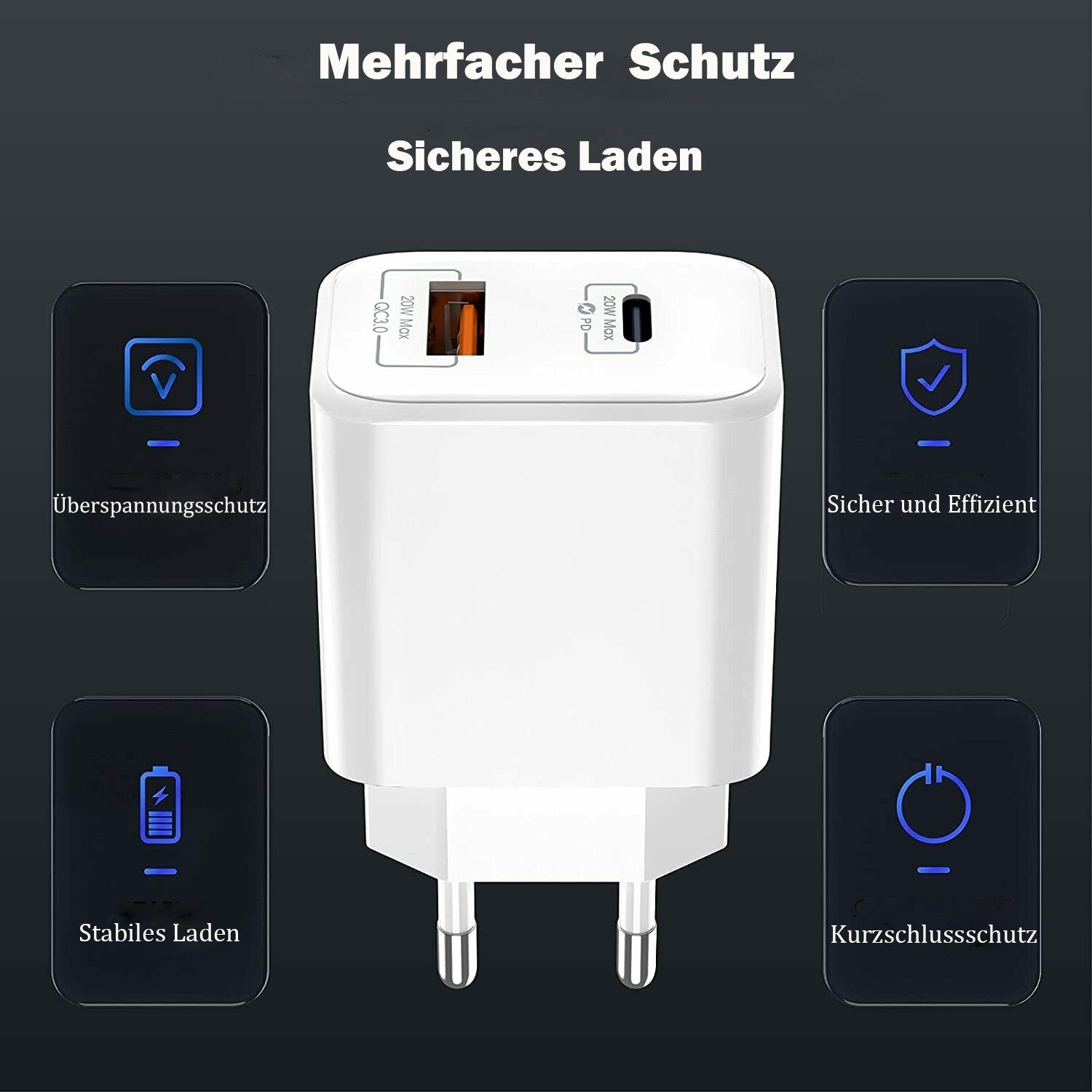 neue dawn 20W USB C Handy Ladegerät Schnellladegerät for iPhone 14 13 12 11  USB-Ladegerät