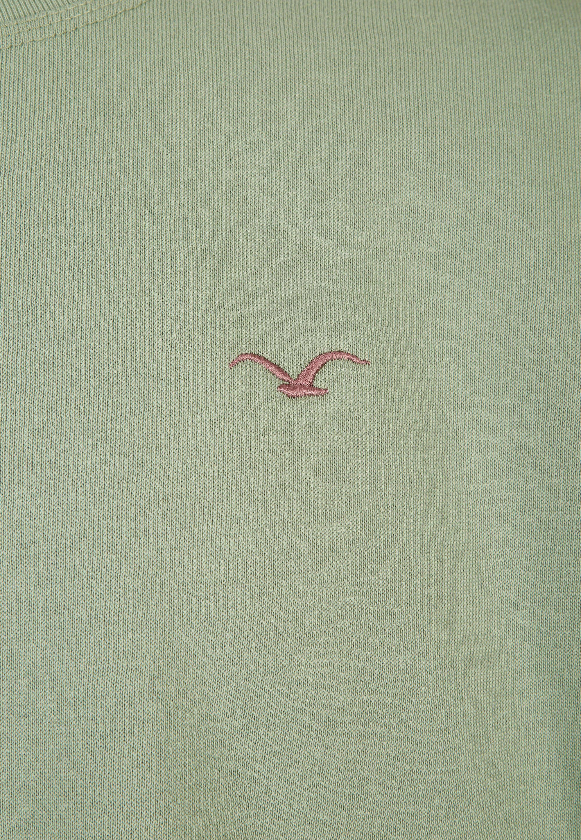 Sweatshirt Boxy Ligull Cleptomanicx hellgrün mit Möwenstickerei kleiner