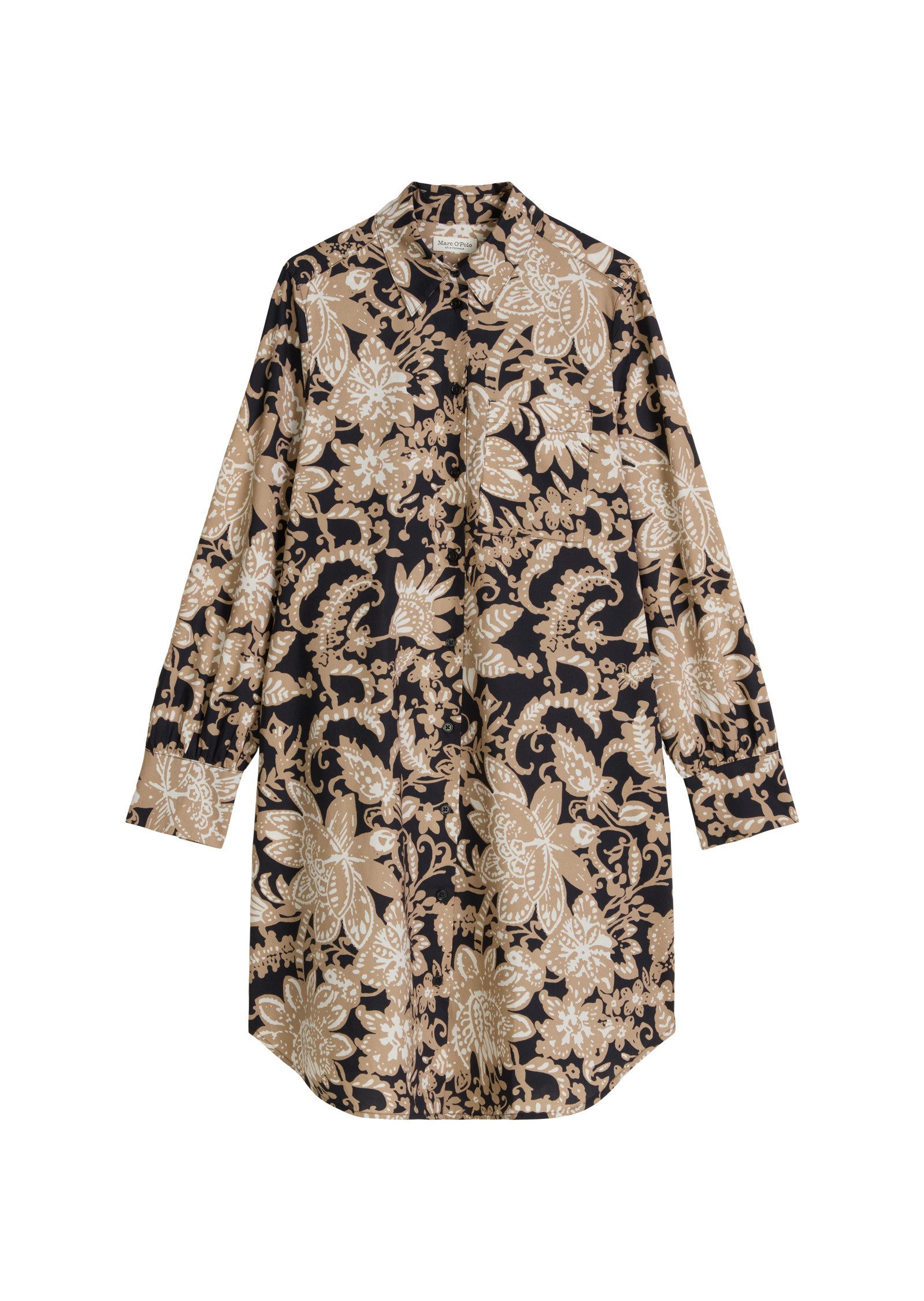 Hemdblusenkleid aus Papertouch-Popeline mit Allover-Print