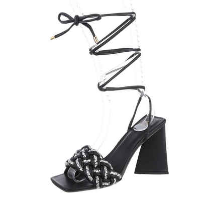 Ital-Design Damen Abendschuhe Party & Clubwear Sandalette Blockabsatz Sandalen & Sandaletten in Schwarz