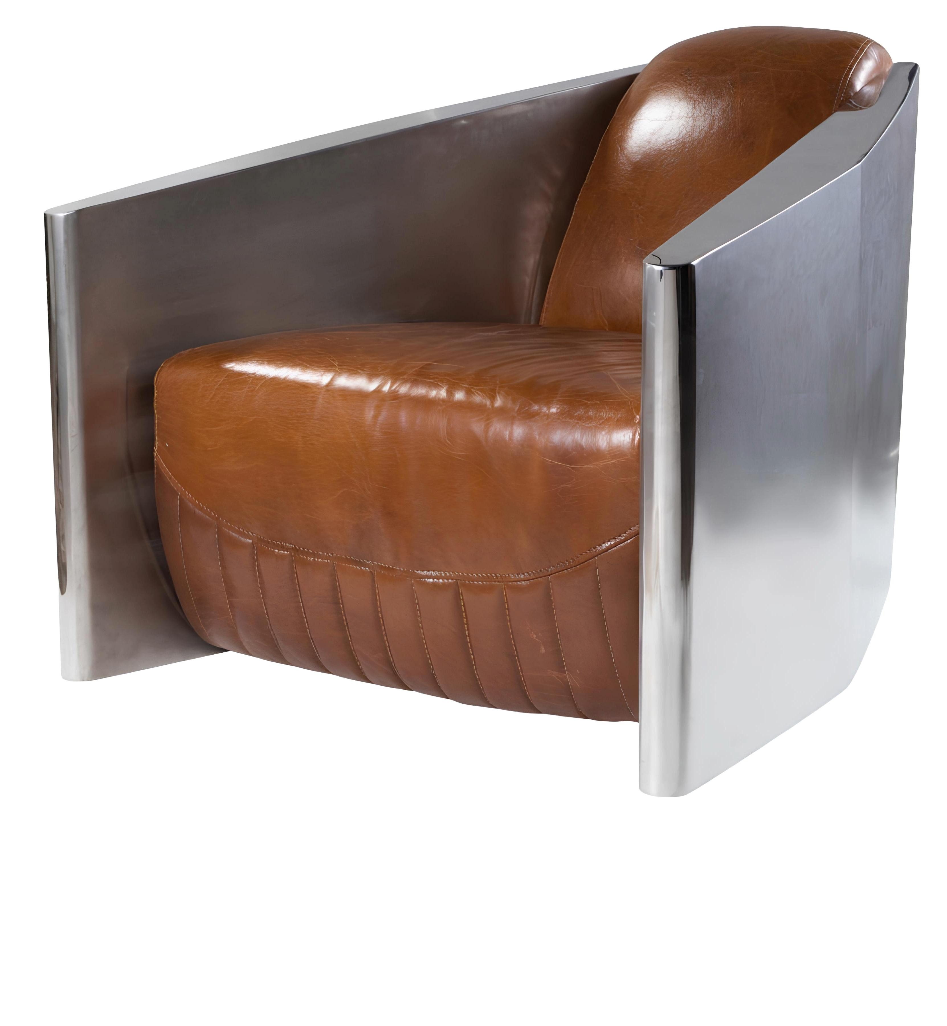 Xlmoebel Кресла Neuer Clubsessel im Retro-Design aus braunem Echtleder (1-St., Кресла), Hergestellt in Europa