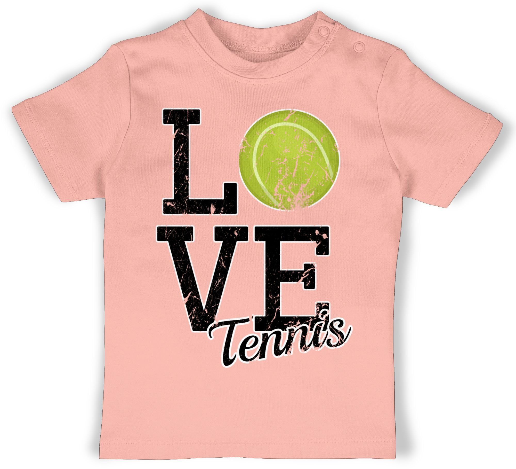 Shirtracer T-Shirt Love Tennis Sport & Bewegung Baby 3 Babyrosa