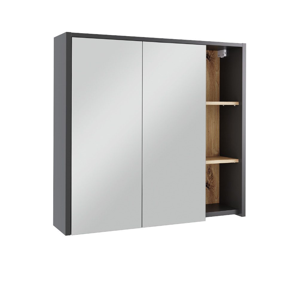 Vicco Badezimmerspiegelschrank Viola, Grau/Artisan, 80 x günstig online kaufen