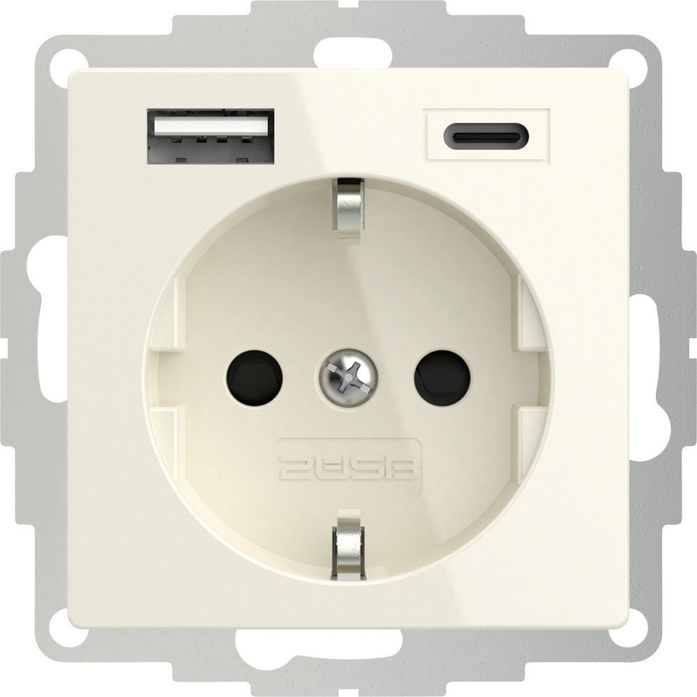 2USB Steckdose 2USB 2U-449535 Schutzkontakt-Steckdose mit USB-Ladeausgang, erhöhter