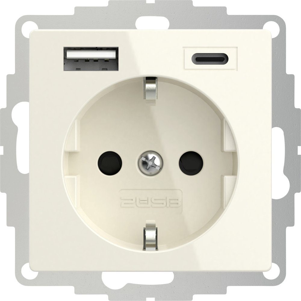 Steckdose 2USB 2U-449535 Schutzkontakt-Steckdose mit USB-Ladeausgang, erhöhter