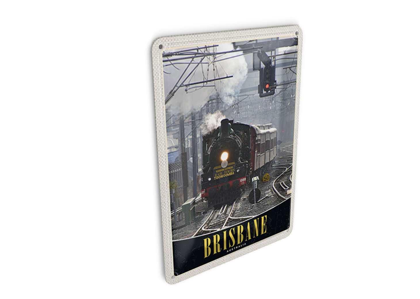 Femer GmbH Postkarte Reise 10x14cm Brisbane Australien Lokomotive, unfrankiert