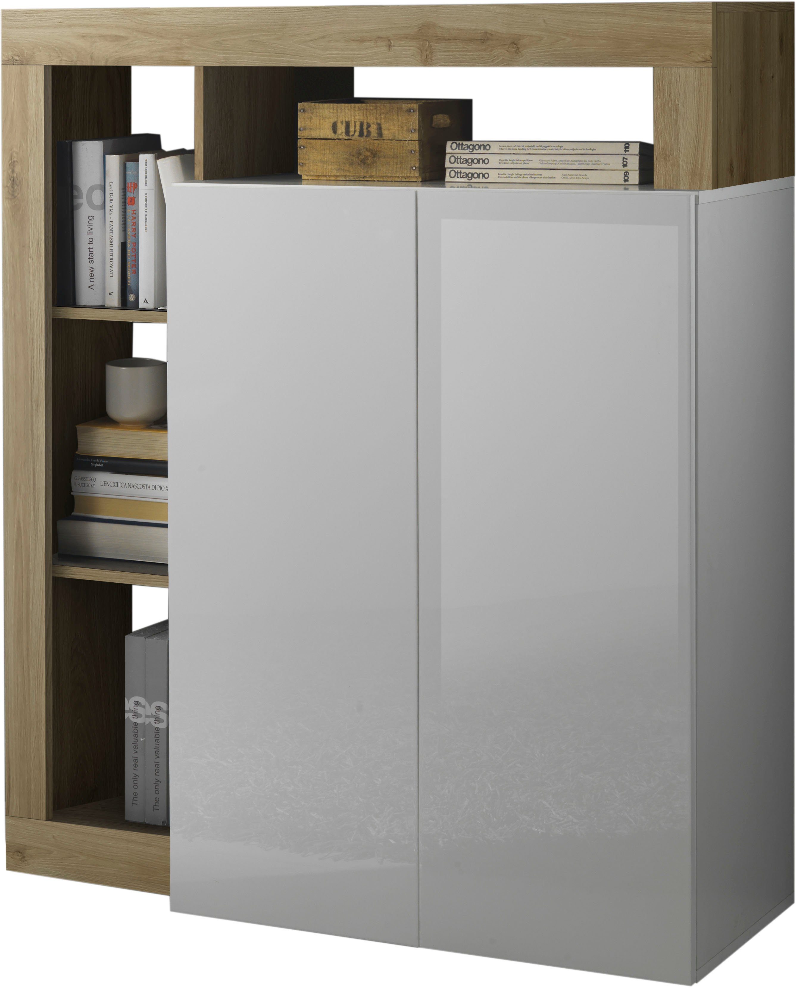 Breite 108 Highboard Hamburg, LC Weiß/Cadiz cm