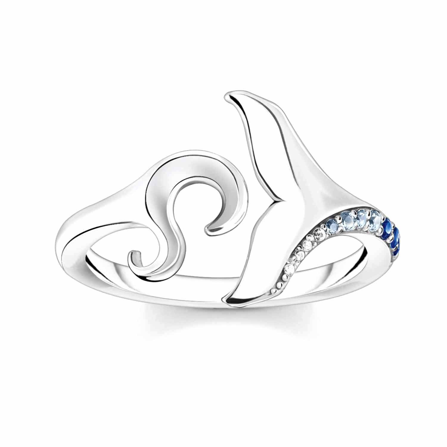 THOMAS SABO Silberring DamenSchwanzflosse und Welle mit Blauen en günstig online kaufen