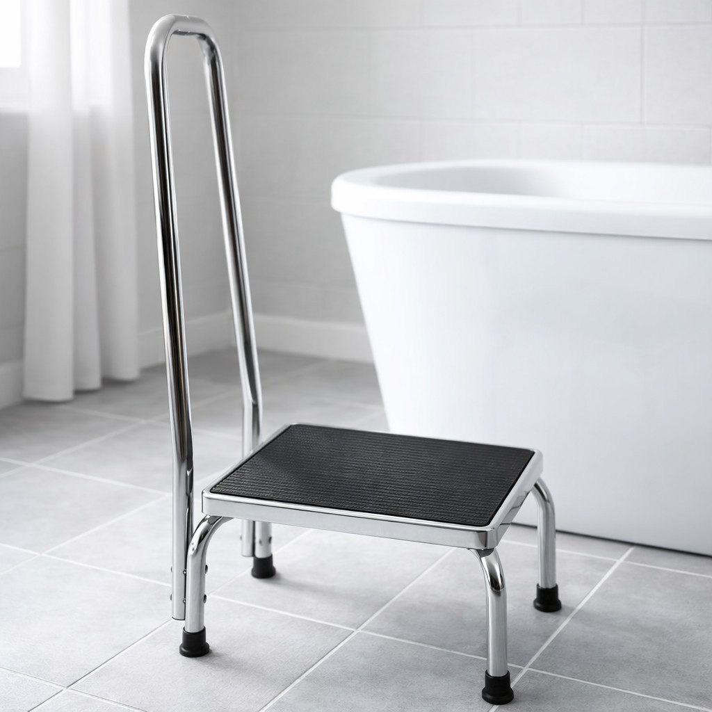 Sundo Homecare Bad-Stufe Trittstufe mit Haltegriff / Badewannen-Einstiegshilfe mit Griff