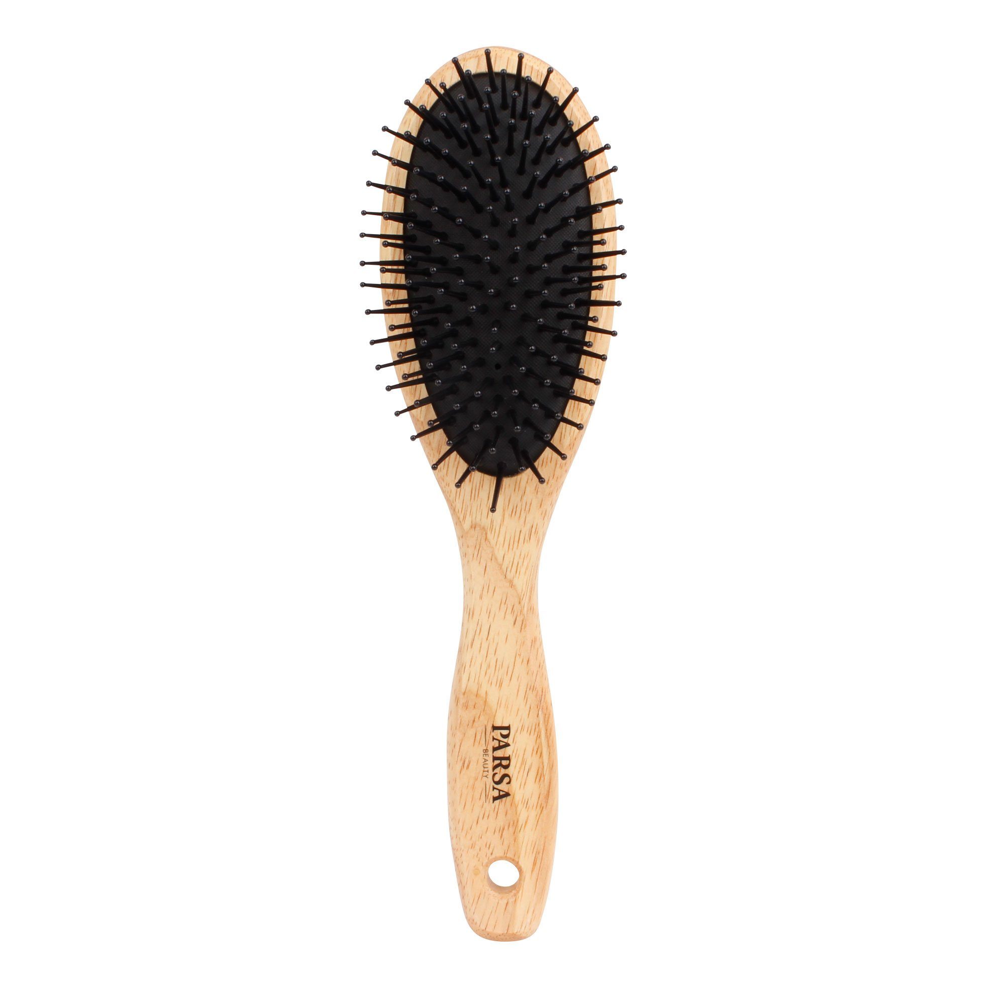 PARSA Beauty Haarbürste Haarbürste aus Naturkautschuk Holz groß oval mit Kunststoffstiften