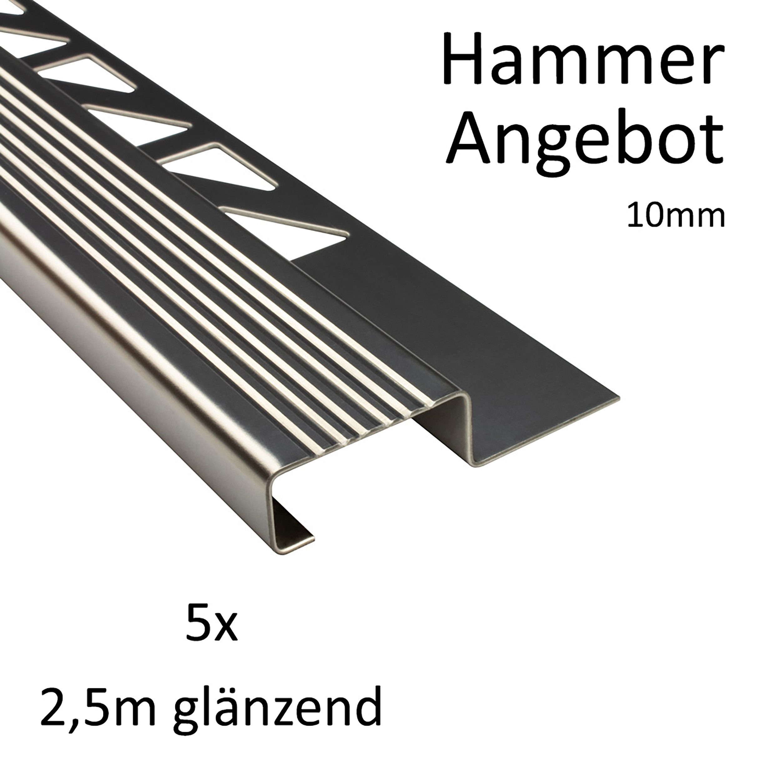 Thumbnail - tktrading24 Abschlussprofil 5x Treppenprofil Edelstahl Fliesenleiste 10mm glänzend (Set, 5er)