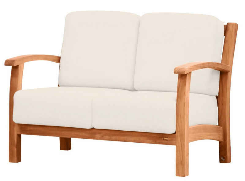 Kai Wiechmann Gartenbank Massives Premium Teak Lounge Sofa 2-Sitzer als exklusives Gartensofa, edles Teak Gartenlounge-Sofa inkl. Sitzkissen