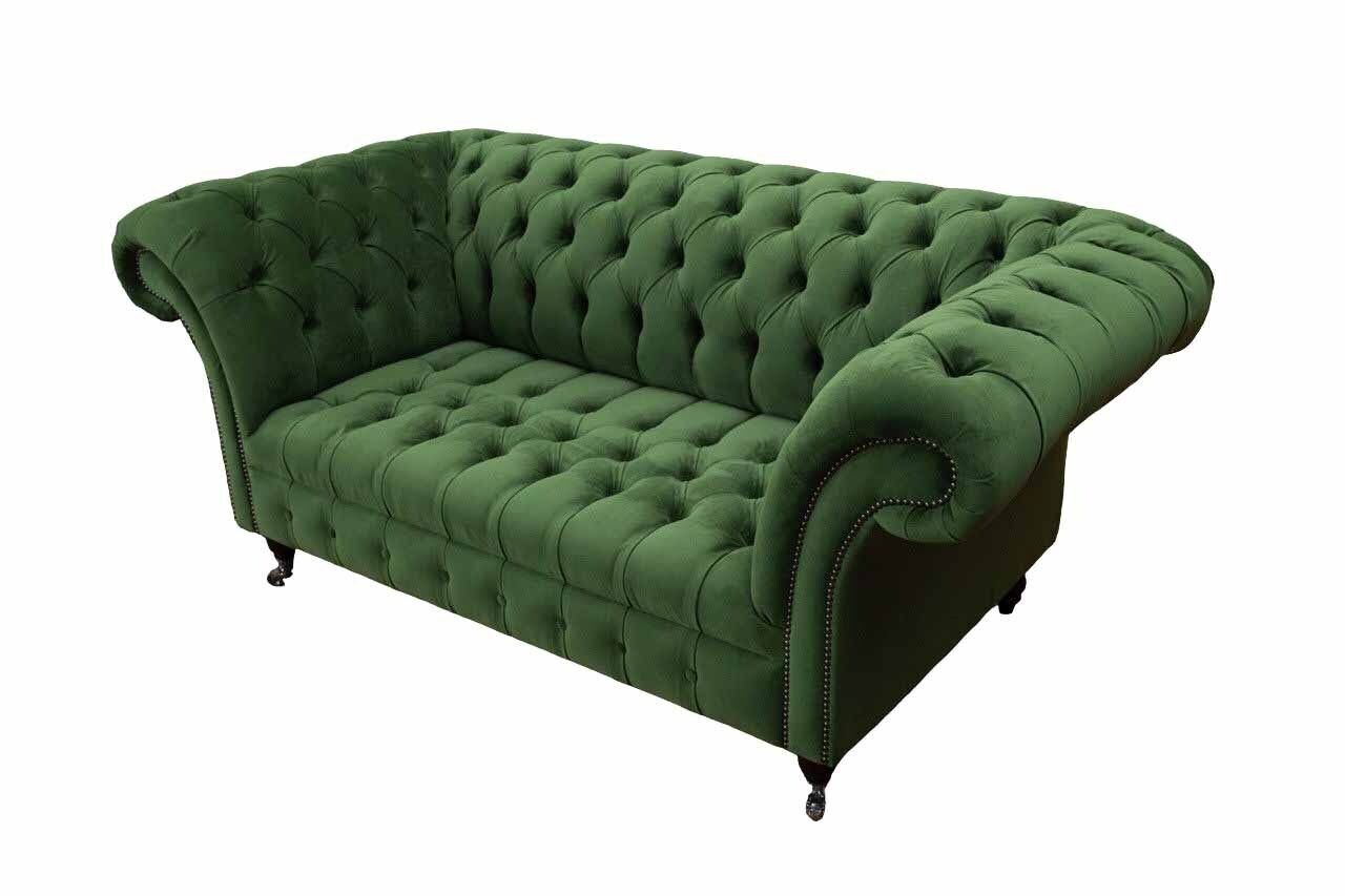 JVmoebel Sofa Chesterfield Büro Sofa Made In Europe 2 Couch Sitzmöbel Textil Einrichtung Sitz Grün