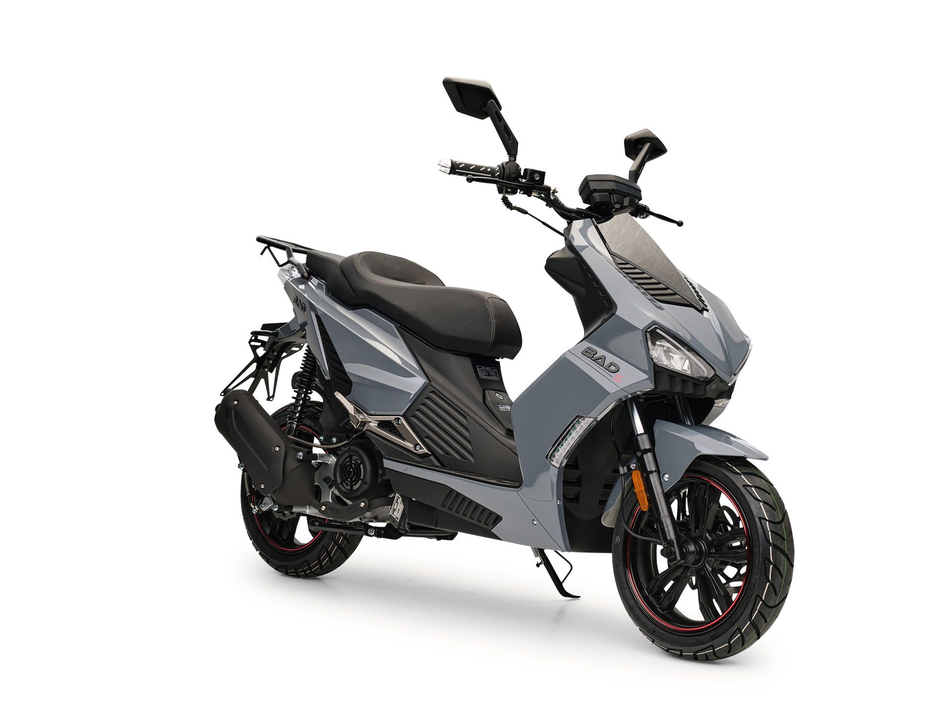 Burnout Motorroller BAD s Grau, 50 ccm, 45 km/h, Euro 5, Sportliches Design, Keyless Go, Alarmanlage, Moped mit USB Ladedose