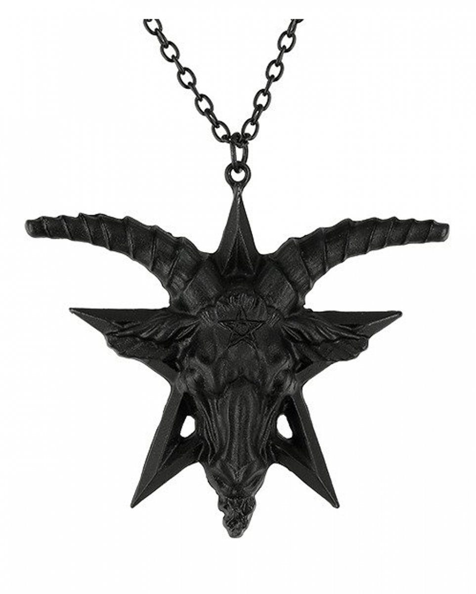 Halskette mit Schwarze Horror-Shop Baphomet Dekofigur Ziegenkopf