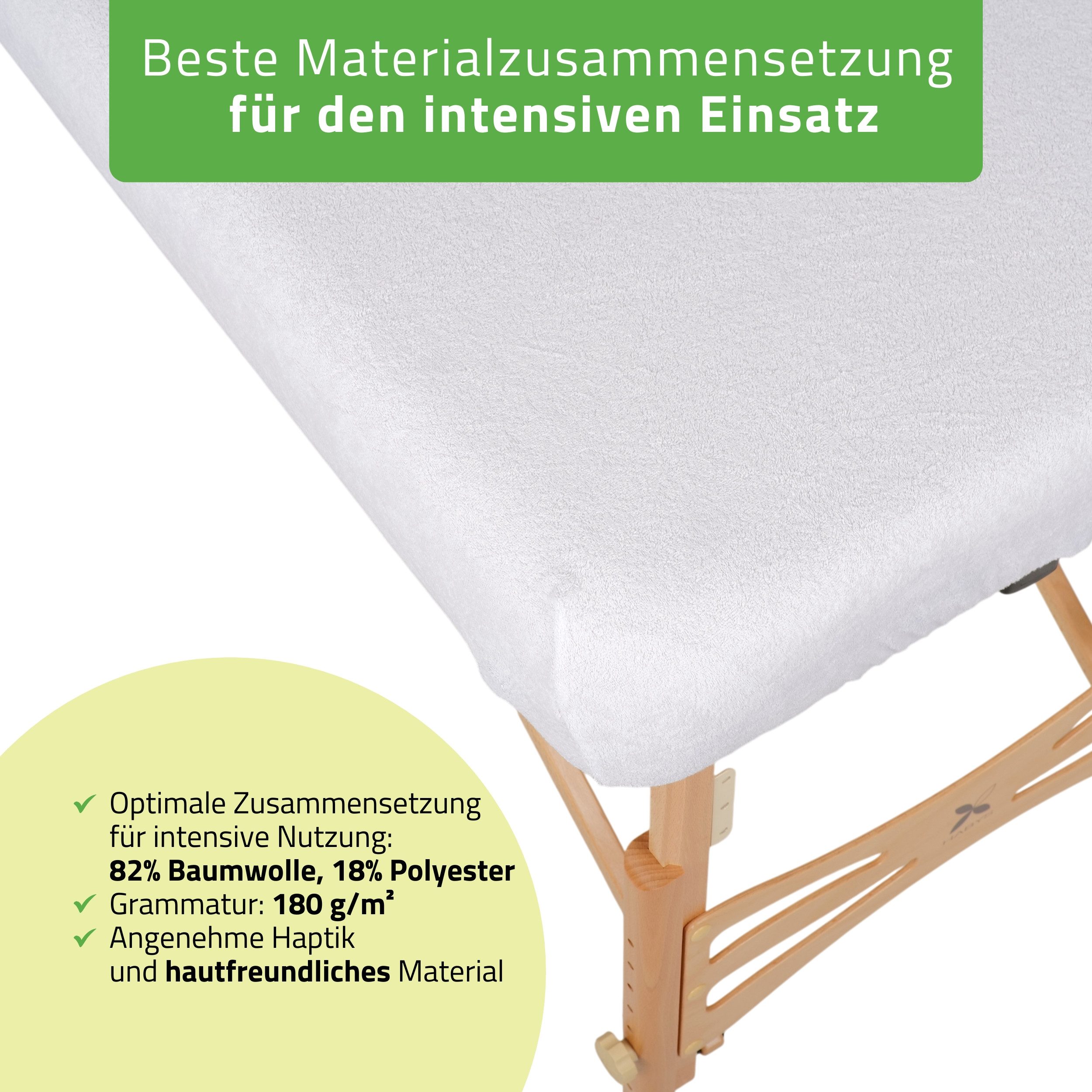 Habys Massageliege Frottee Bezug für klappbare Liegen 1-teilig 60-65/180-185 cm, Weiß