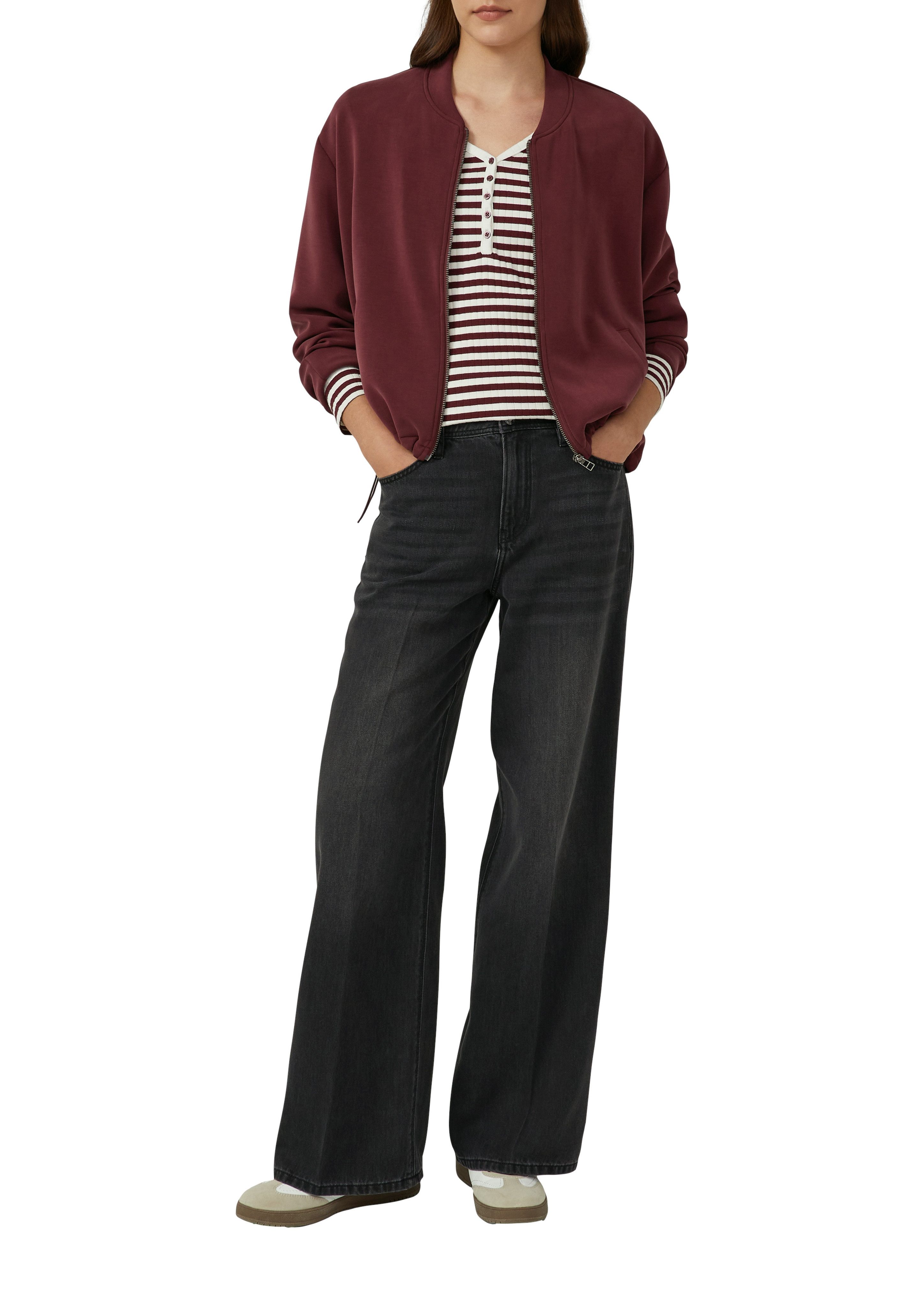 s.Oliver Langarmshirt mit kurzer Knopfleiste, in Ripp-Optik günstig online kaufen