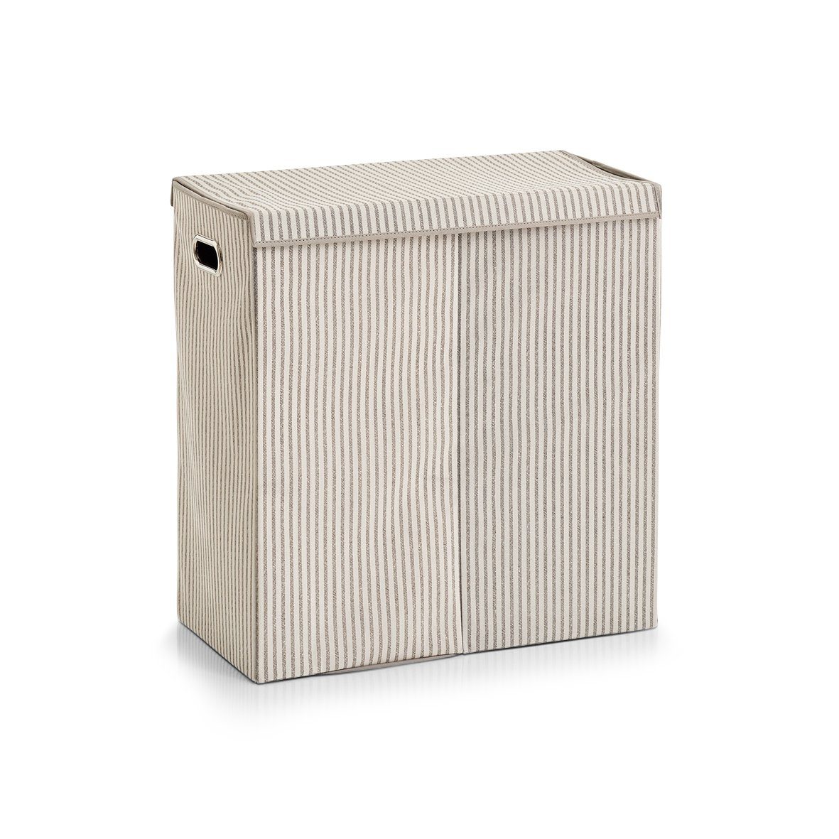Zeller Present Wäschekorb Wäschesammler "Stripes, 2-fach, Vlies, beige, 61,5 x 31 x 63 cm