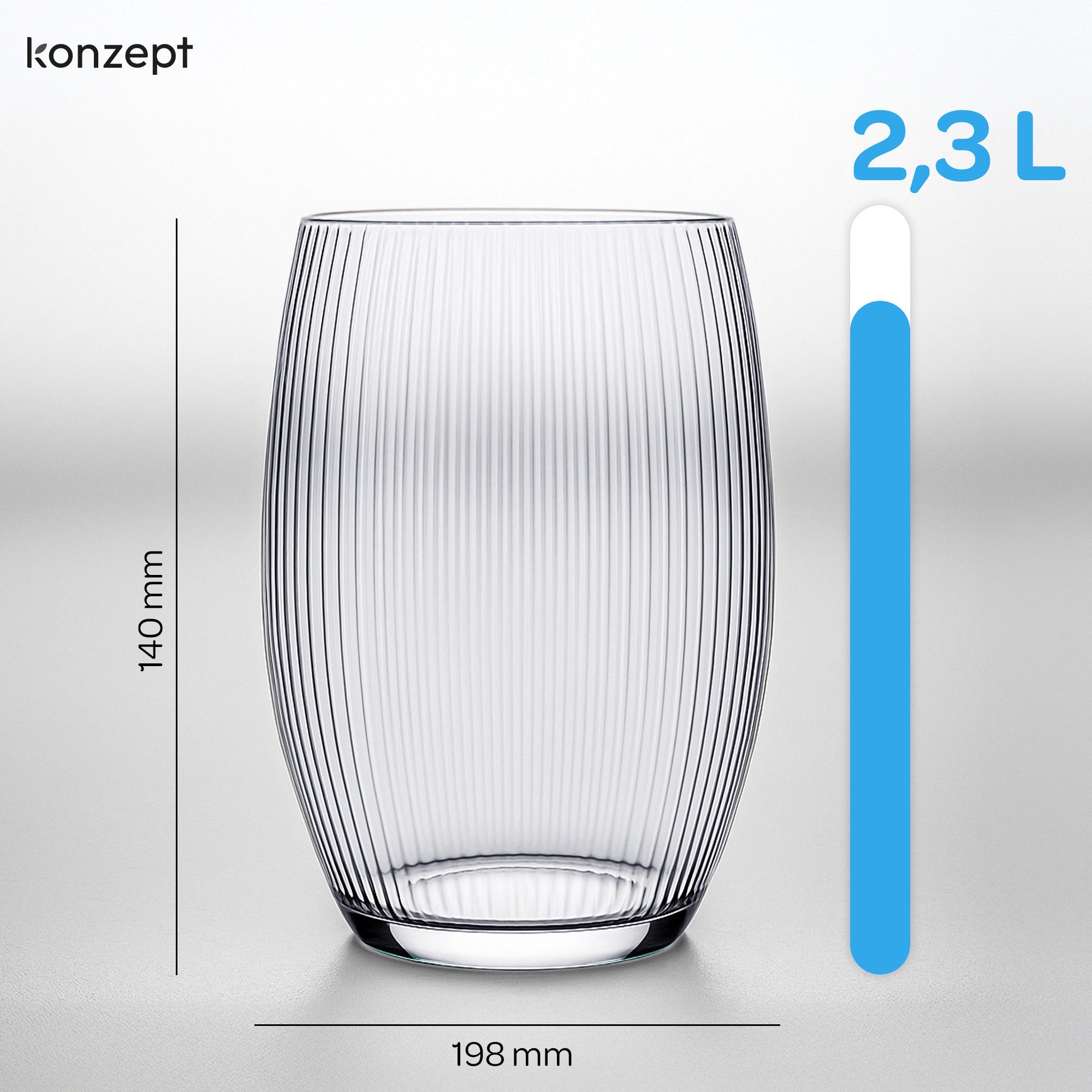 KONZEPT Dekovase Glasvase 20 cm – geriffelte günstig online kaufen