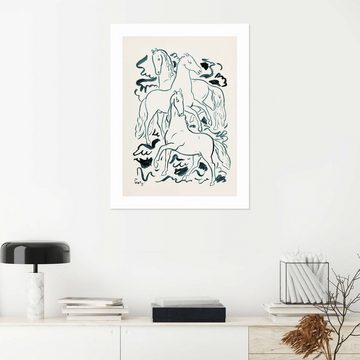 Posterlounge Wandfolie Leo Gestel, Drei Pferde, Wohnzimmer Modern Illustration