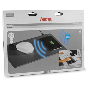 Hama Mauspad mit kabelloser Qi Ladefunktion für Smartphones & iPhone, Stromversorgung über USB, für Gaming & Office