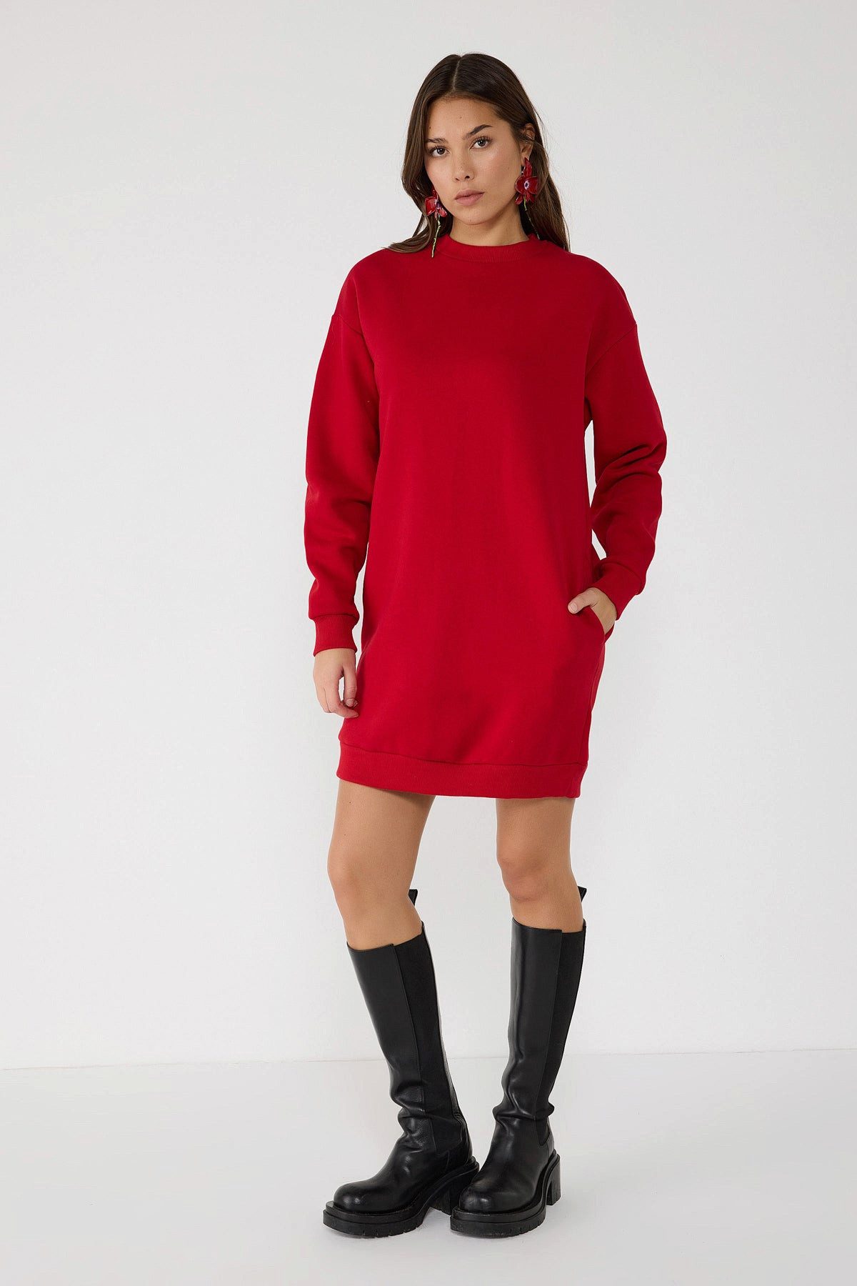 Minikleid Baumwoll-Sweatshirt-Kleid Tunika