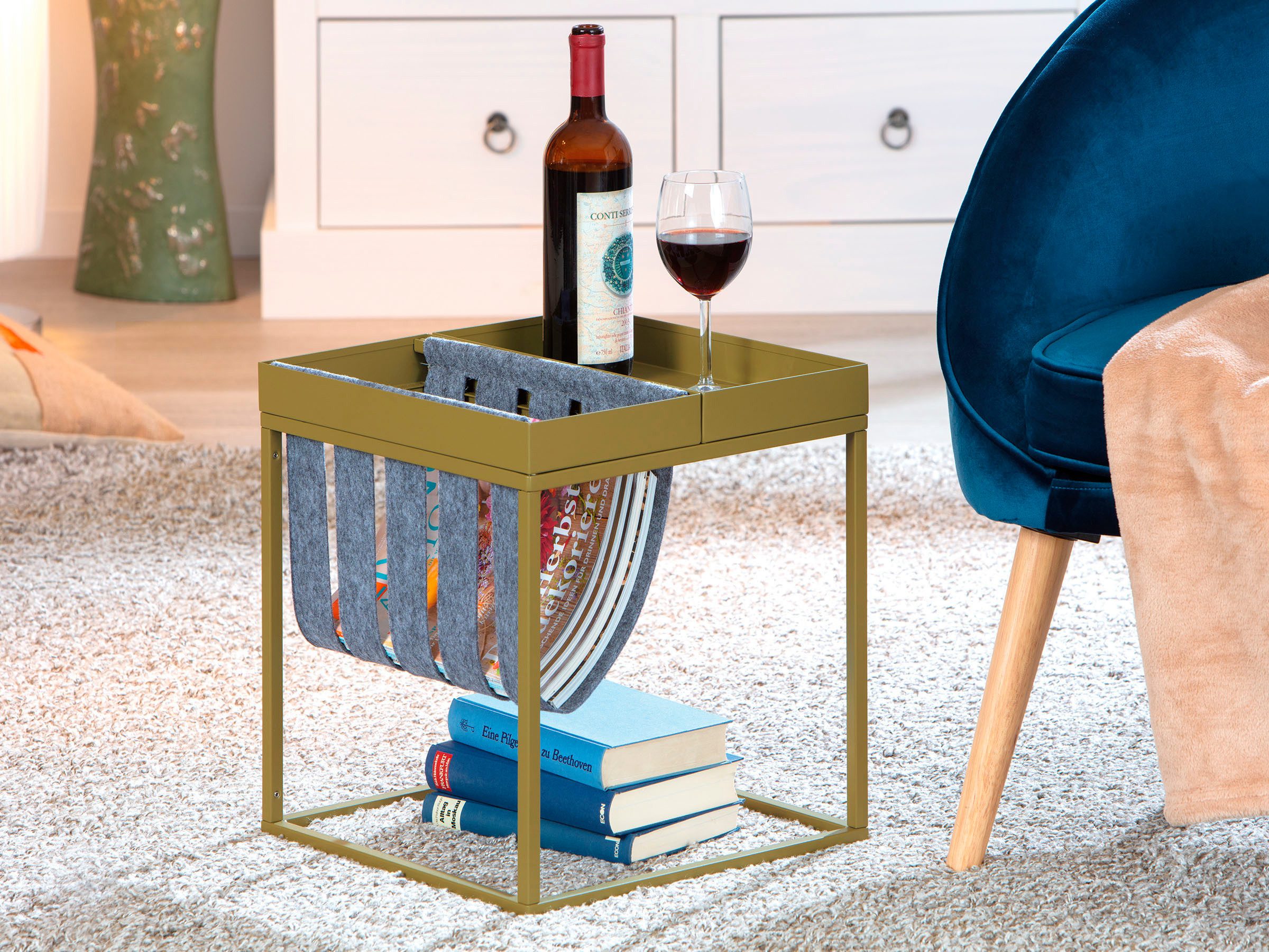 Inter Link Beistelltisch Club NY, mit praktischem Ablagefach aus Filz