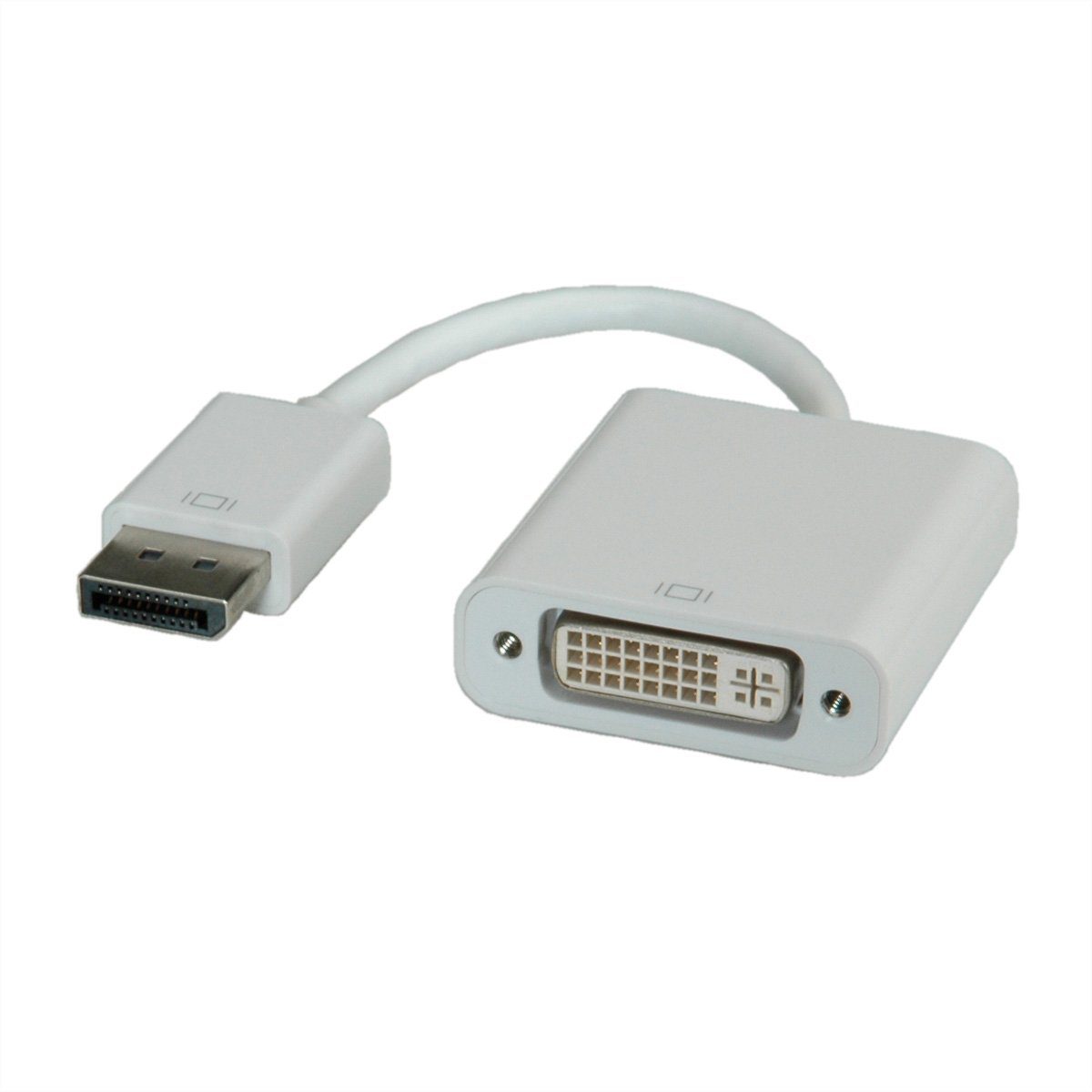 ROLINE DisplayPort-DVI Adapter, DP Stecker-DVI Buchse Audio- & Video-Adapter DisplayPort Männlich (Stecker) zu DVI-D 24+1, Dual-Link Weiblich (Buchse), 15.0 cm