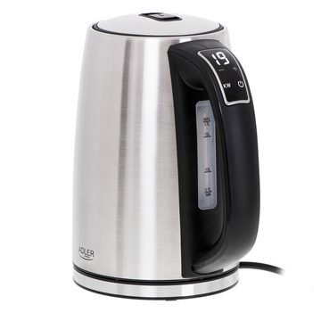 JUNG Wasserkocher ADLER AD1340 Wasserkocher mit Temperatureinstellung Digital kettle, 1,7 l, 2200,00 W, Edelstahl Kocher, 1,7 Liter 360° Basis, BPA- Frei, LCD Display Kettle