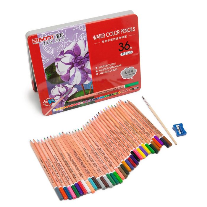 VBS Aquarellstifte Aquarellstifte Set in Metallbox Water Color Pencil (36-tlg) 36 Stück