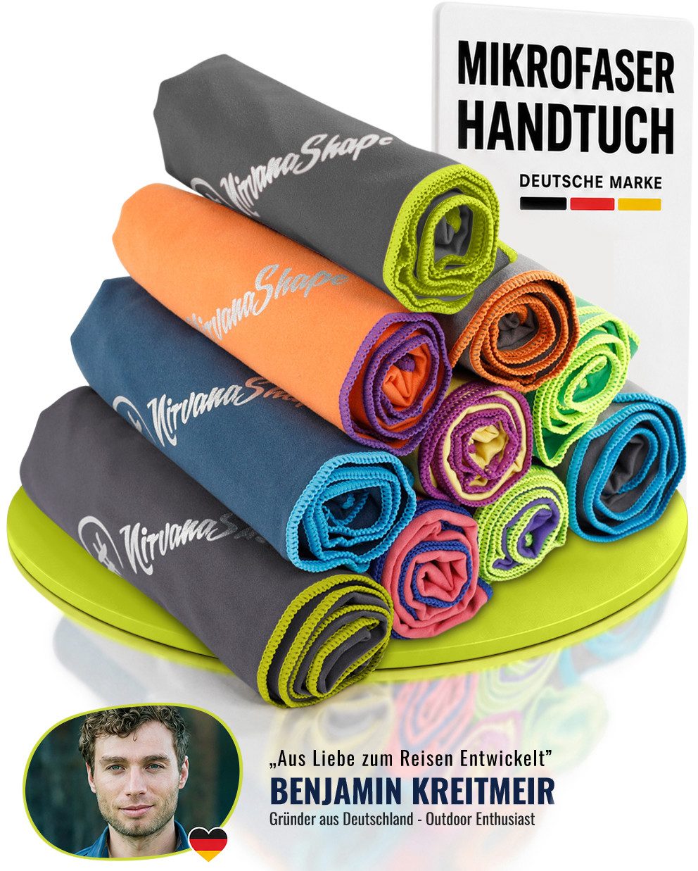 NirvanaShape Sporthandtuch Mikrofaser Handtuch, Badehandtuch, Reisehandtuch, Sporthandtuch, saugfähig, leicht, schnelltrocknend, für Reisen, Fitness, Yoga, Sauna
