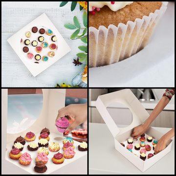 Kurtzy Vorratsdose Weiße Cupcake-Box - 5er Pack für 20 Mini-Kuchen, Karton, (1-tlg), White Cupcake Box - 5 Pack for 20 Mini Cakes or a Large Cake