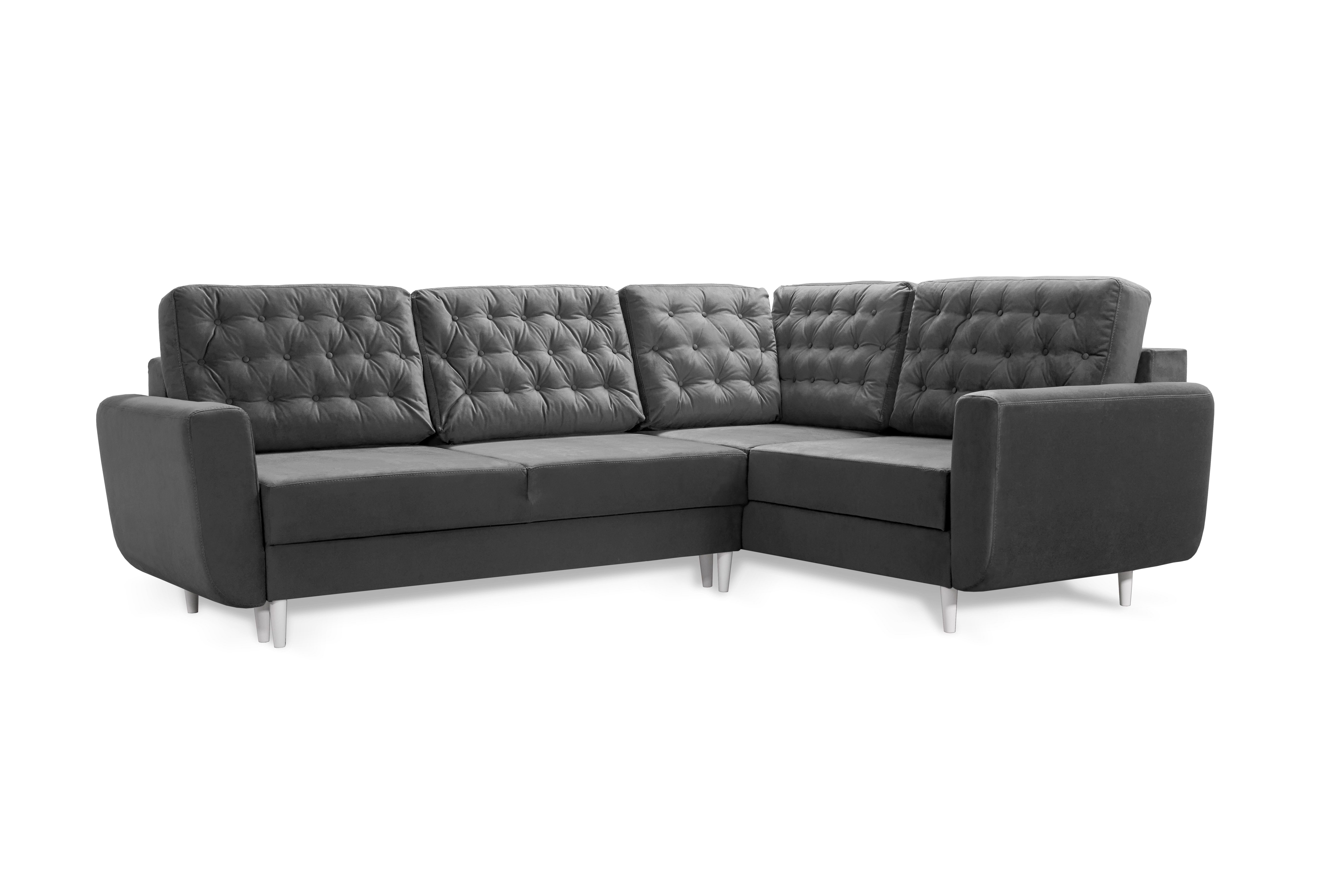 robin Sofa L-Form Sofa mit Schlaffunktion, 2 Bettkästen & Kissen