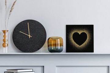 OneMillionCanvasses® Leinwandbild Goldenes Herz auf schwarzem Hintergrund, (1 St), Leinwand Bilder für Wohnzimmer Schlafzimmer