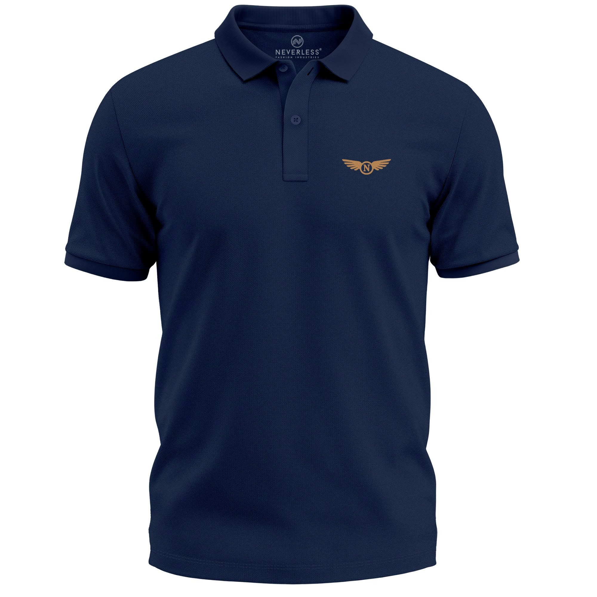 Neverless Poloshirt Poloshirt Herren mit Flügel Logo – Kurzarm Polohemd aus günstig online kaufen