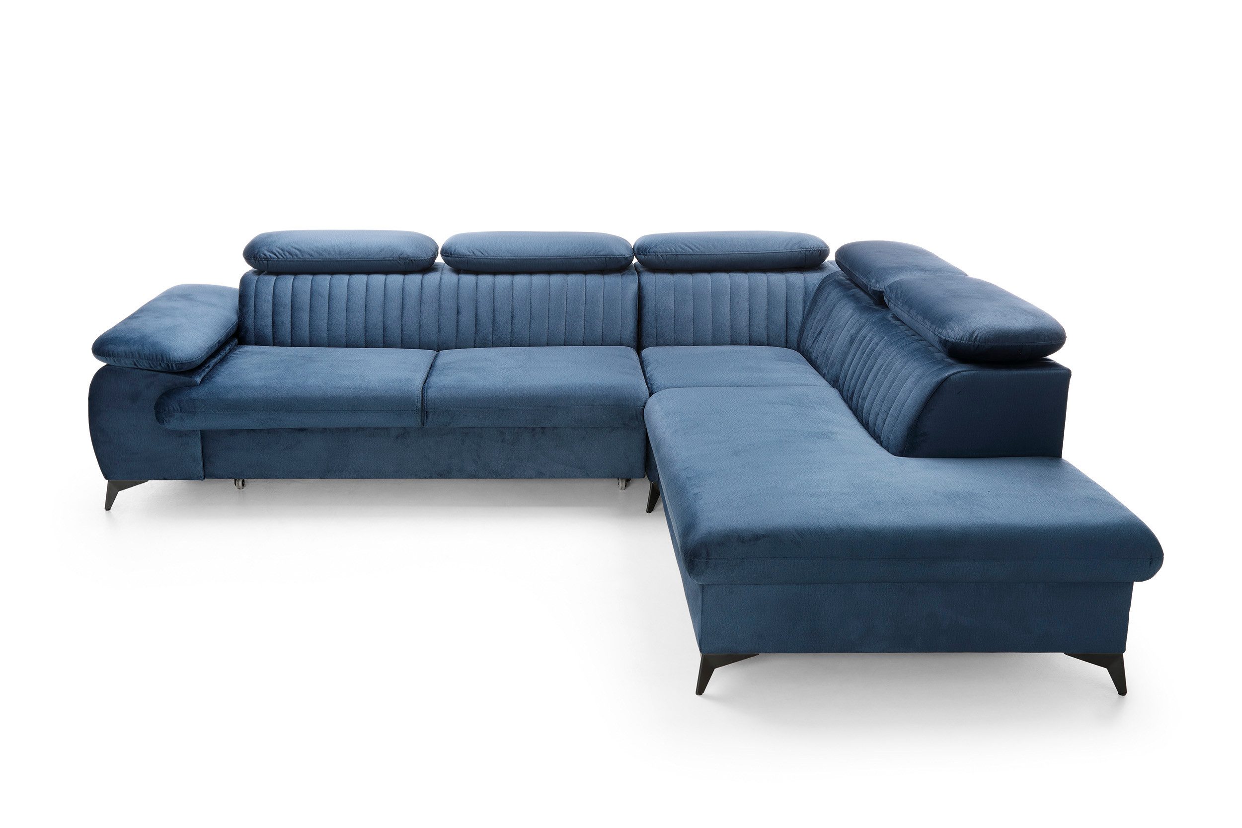 Goldstoff Ecksofa mit Schlaffunktion und Bettkasten, Federkern Schlafsofa