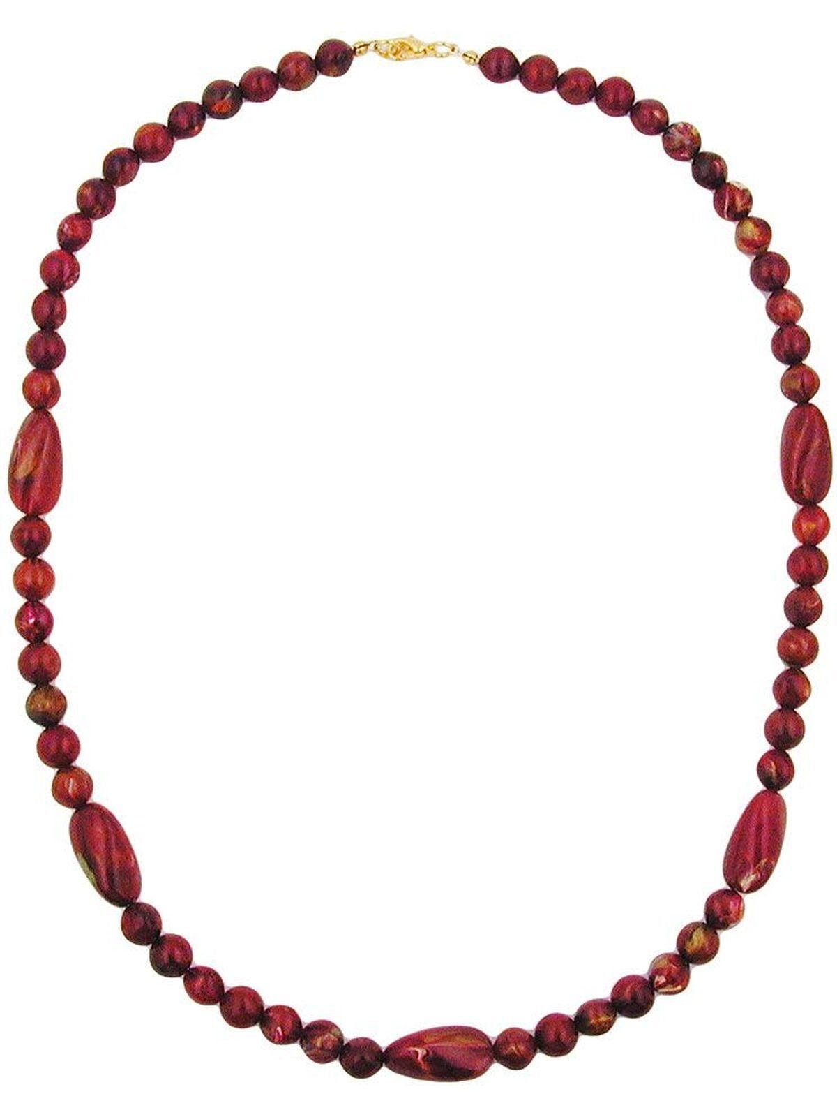 Gallay glänzend (1-tlg) Winkelperle Kunststoff Perlenkette rot-gold-marmoriert 55cm
