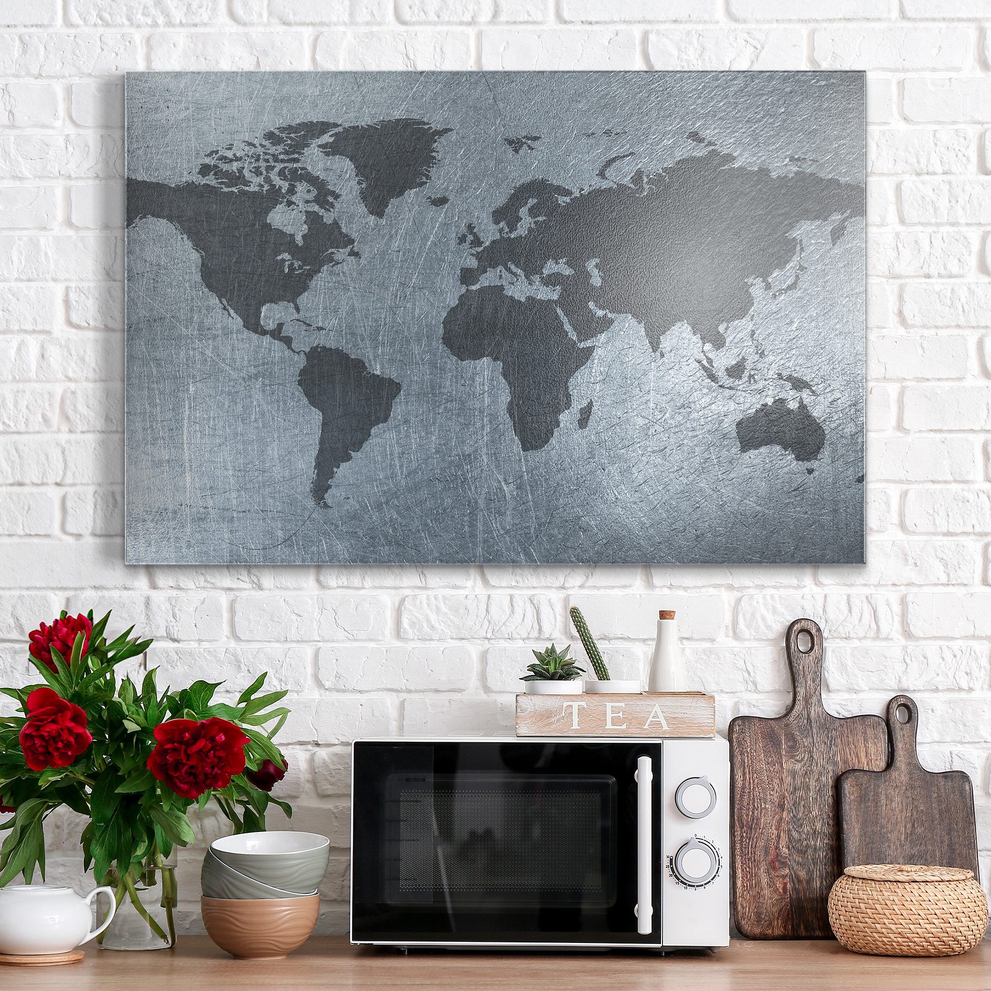 DEQORI Magnettafel 'Geschmiedete Welt', Metall Whiteboard für alle Magnete, Magnetboard magnetisch