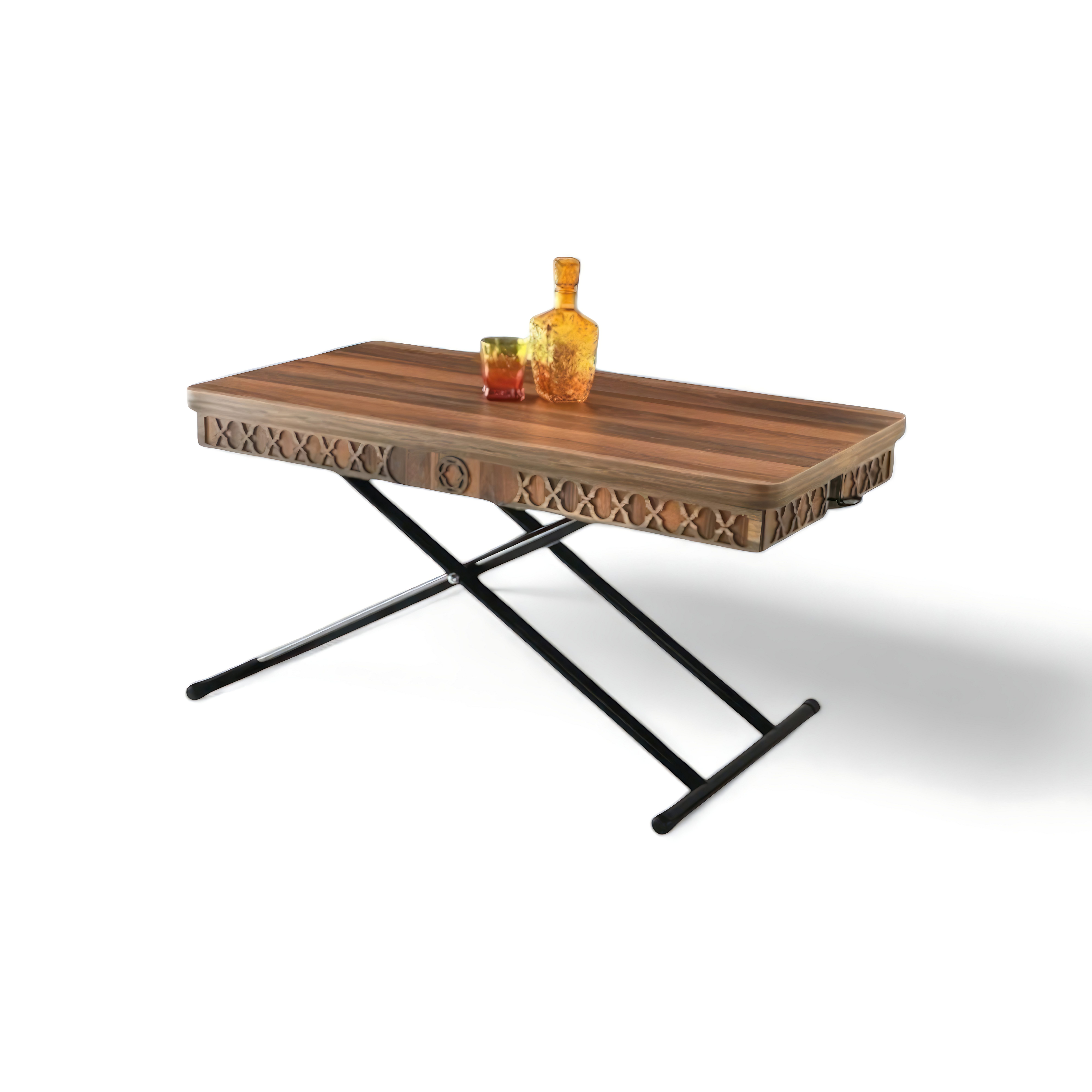 JVmoebel Esstisch Klappbarer Verwandlungstisch Holz/Metall, höhenverstellbar, Braun, Made in Europe