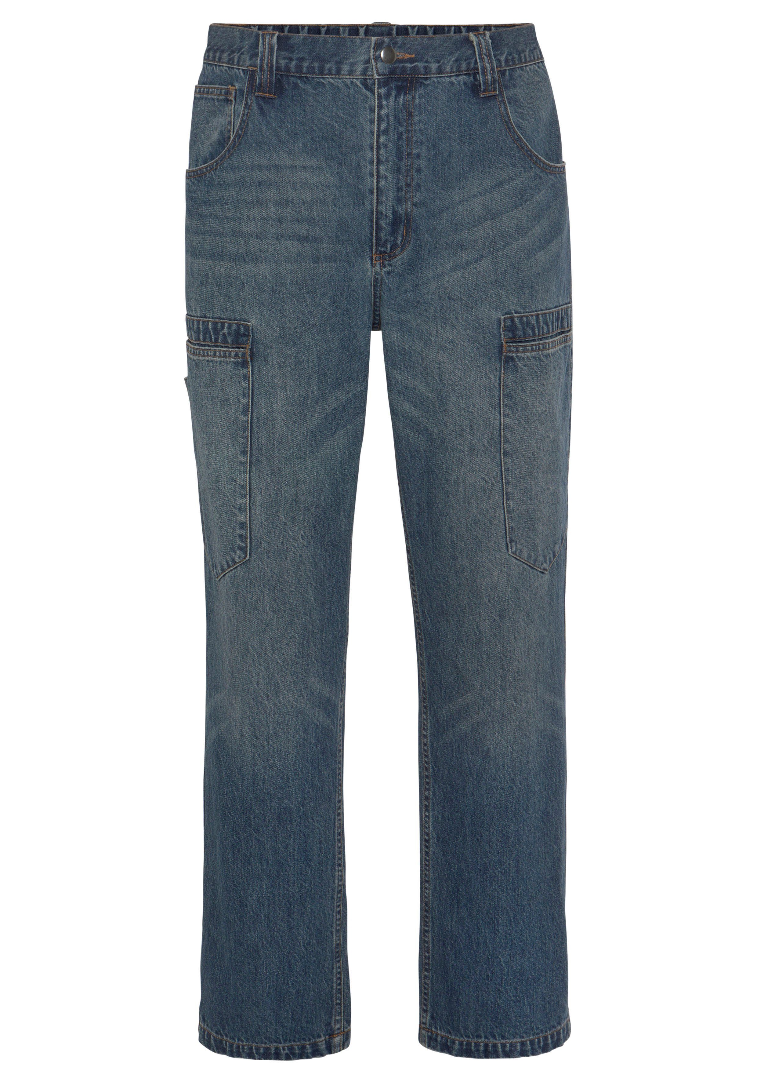 Northern Country Arbeitshose Cargo Jeans (aus 100% Baumwolle, robuster Jeansstoff, comfort fit) mit dehnbarem Bund, mit 6 praktischen Taschen | Baumwollhosen