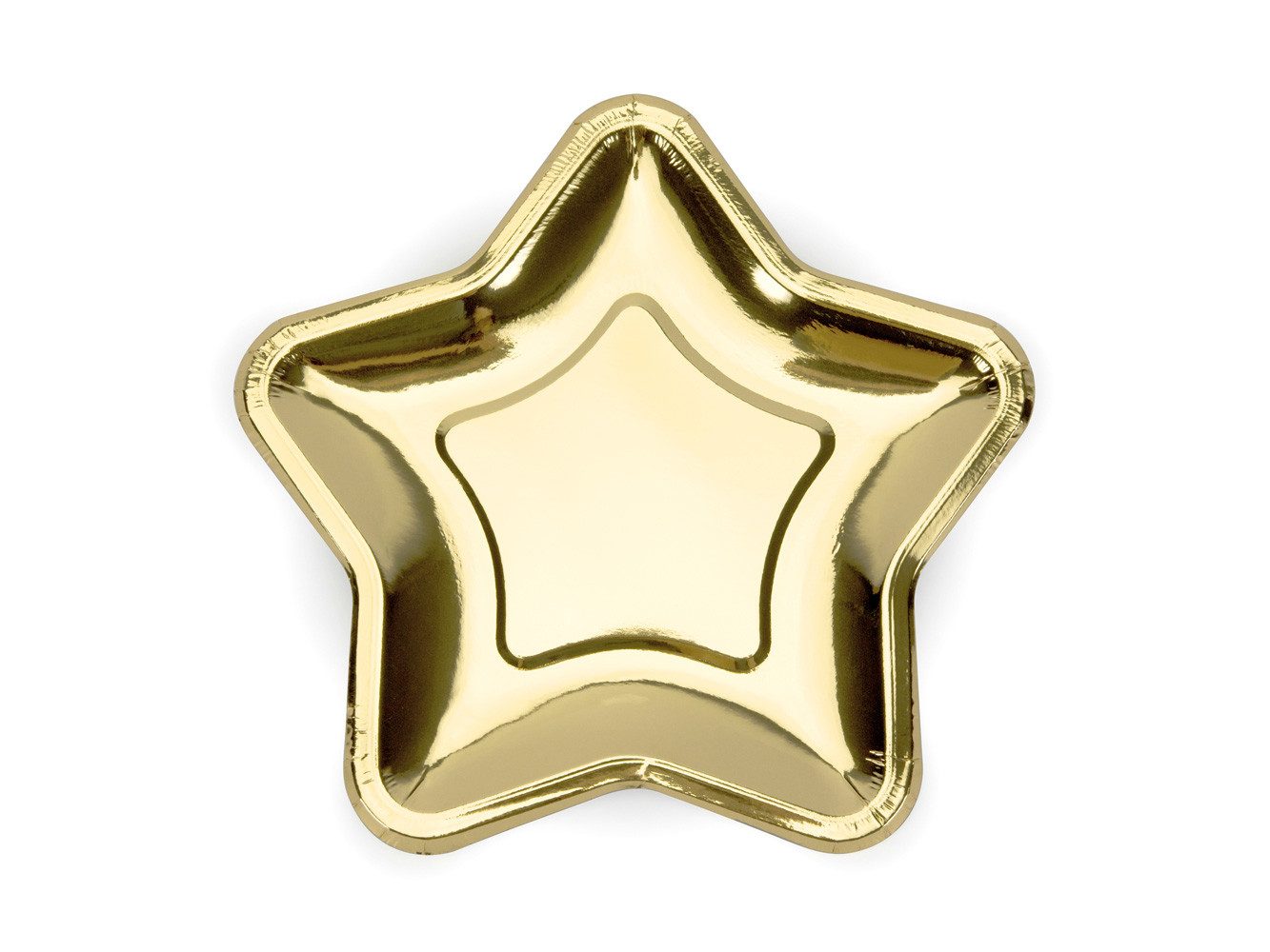 partydeco Pappteller, Pappteller in Stern Form 23cm gold 6er Set
